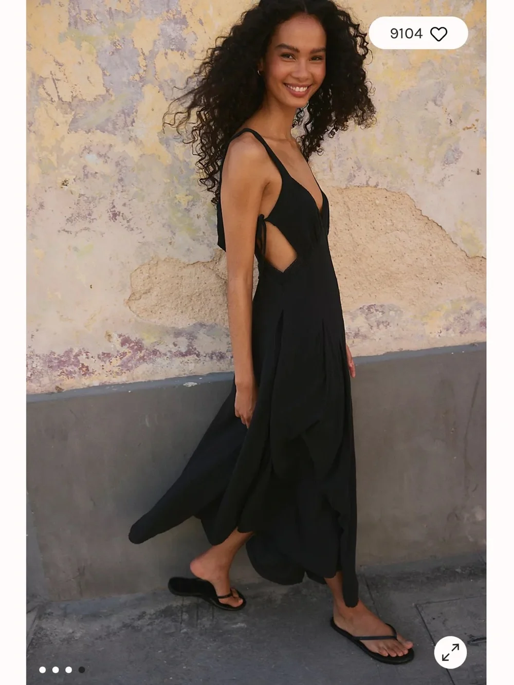 Free People Black Vivi Cotton Midi Dress